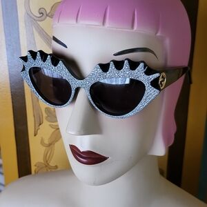 Gucci Black and Silver Cat-Eye Sunglasses